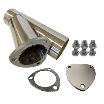 Proflow Exhaust 304 Stainless Steel Cut Out Y Pipe 2.5" Cap Gasket & Bolts 10in. overall length Each PFEEYPSS25