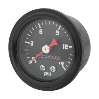 Proflow Fuel Pressure Gauge 0-15PSI Black Body/Black Face 40mm PFEFG-015BK-2