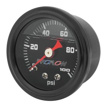Proflow Fuel Pressure Gauge 0-100PSI Black Body/Black Face Liquid Filled 40mm PFEFG-100LFBK-2