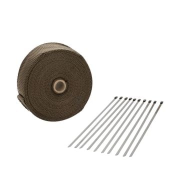 Proflow Exhaust Wrap Titanium 980 Degrees Celsius Lava Rock Natural 1 in. Width 25 ft Roll 10 Locking tie Kit PFEHS-101025PL