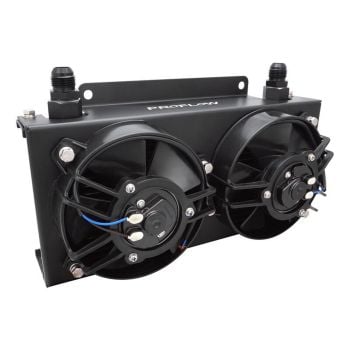 Proflow Oil Cooler Kit Ultra Pro 19 Row Dual Fan 625 CFM AN10 ORB Female Aluminium Black PFEOC19-DF