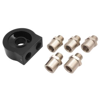 Proflow Universal Oil Sandwich Adaptor Low Profile AN10 ORB Ports 2 x 1/8" NPT Billet Aluminium Black PFEOS-OB2020