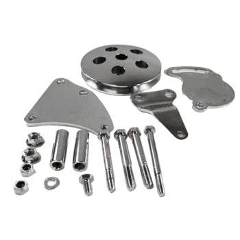 Proflow Power Steering Brackets Mounting kit Type II Bracket with Pulley Chrome SB Chev PFEPSB450C