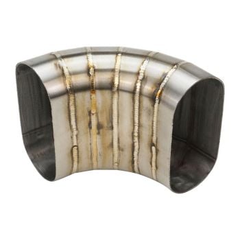 Proflow Stainless Welded Pie Cut 90 Degree Vertical Oval 3.5" PFESS-PCVW350-90