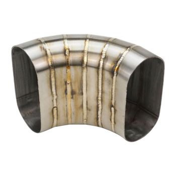 Proflow Stainless Welded Pie Cut 90 Degree Vertical Oval 4.0" PFESS-PCVW400-90