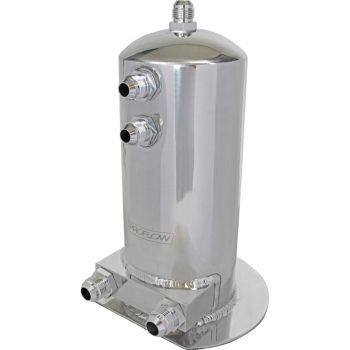 Proflow Fuel Surge Tank Fabricated Aluminium 254mm x 108mm round 2.5L AN Fitting Kit Polished Dual Outlets PFEST4