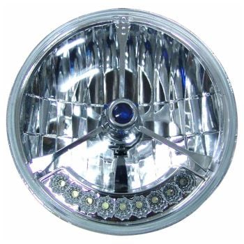 RPC Round Semi Sealed 7" Tr-Bar H4 Headlights with Blue Dot and LED Turn Indicator RPCR7421