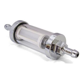 RPC Fuel Filter Chrome/Glass with Replaceable Element 5/16" Barb RPCR9247