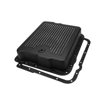 RTS Transmission Oil Pan Aluminium OEM Size Finned Black fits TH700/4L60/4L65E RTS80800BK
