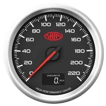 SAAS SG32632 Speedo 0-220 KPH 80mm 3 1/8" In Dash Black Muscle Series 3