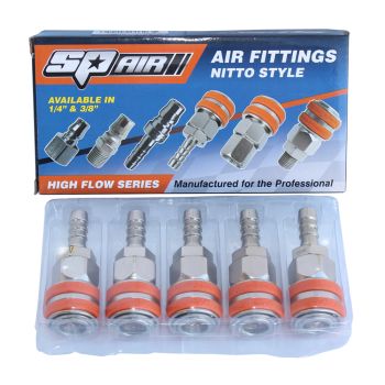 SP Tools SH30BX Air Tool Fitting Coupler Hose Barb 3/8" Nitto Style 5pc