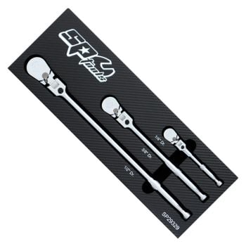 SP Tools Socket Accessories 1/4" 3/8" 1/2"Dr Ratchet Sealed Flex Head 3pc Set SP29329