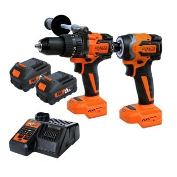SP Tools 18V Impact Driver & Hammer Drill Combo Kit with 5.0Ahx2 Plus 12v/18v Multi-volt Battery Charger SP83192