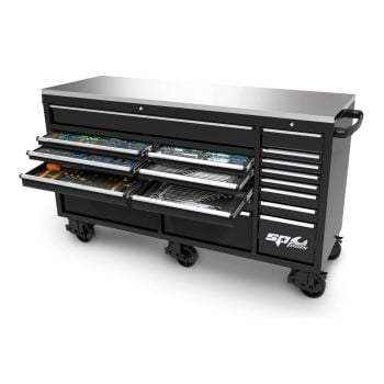 SP Tools USA Sumo Series Roller Cabinet Tool Kit 73" Black/Chrome 646pc Metric/SAE SP50820