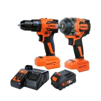 SP Tools 18V Cordless 1/2"Dr Brushless Impact Wrench & Hammer Drill Driver Combo Kit SP83400
