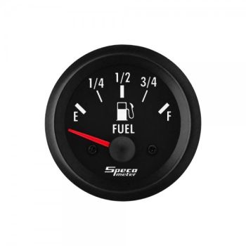 Speco Meter 2" 12V Fuel Gauge with Sender Black Dial Black Bezel 523-06