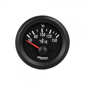Speco Meter 2" 12V Electric Oil Temperature Gauge Black Dial Black Bezel 523-15