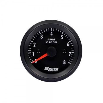 Speco Meter 2" 12V 8000rpm Tachometer Black Dial Black Bezel 523-20