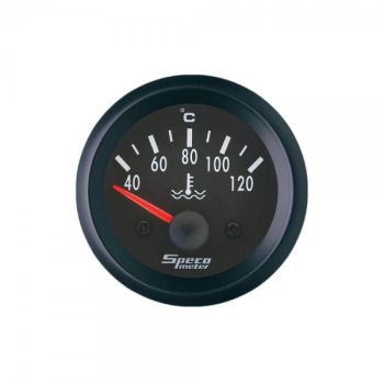 Speco Meter 2" 12V Electric 40-120degC Water Temperature Gauge Black Dial Black Bezel 523-23