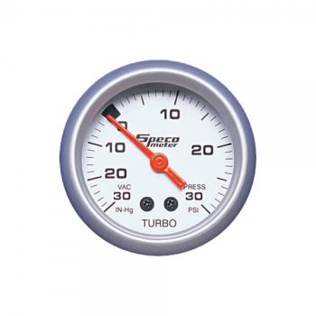 Speco Meter 2" Mechanical 30 Hg to 30 PSI Boost Gauge Silver Dial Silver Bezel 524-04