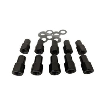 Street Pro Wheels 002 Series Wheel Nut Set Open End Shank 36mm 1/2" Black 10-Pack STP-WN5200K10-BLK-O