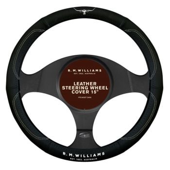 R.M. Williams 15" Leather Steering Wheel Cover Black SWRMWBLK