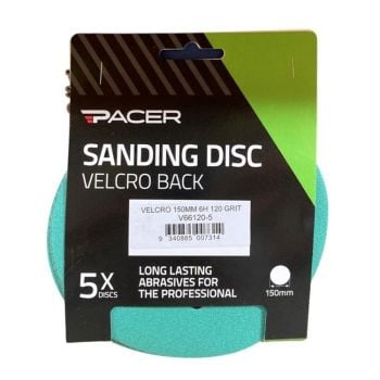 Pacer Velcro Sandpaper 150mm 6H 120 Grit 5Pk V66120-5