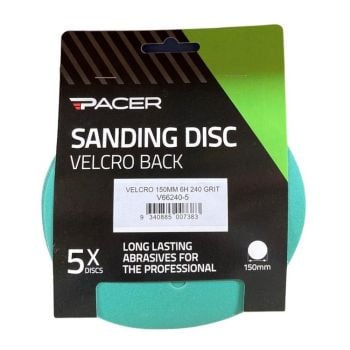 Pacer Velcro Sandpaper 150mm 6H 240 Grit 5Pk V66240-5
