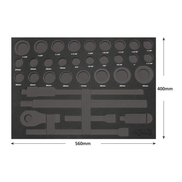 SP Tools EVA Foam Tool Storage 32pc Metric/SAE Sockets SP50900