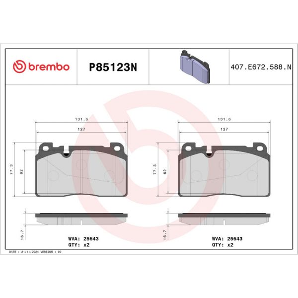 Brembo P85123N Prime Ceramic Brake Pad Set Front | Automotive