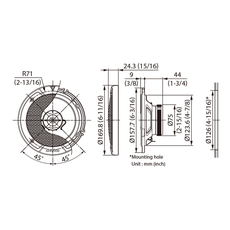 Kenwood KFC-S1667 6 Inch 2-Way Coaxial Speakers | Automotive