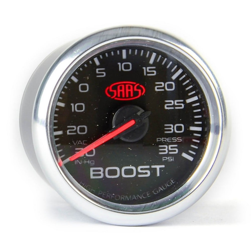 SAAS Diesel Boost Gauge 0-30psi Series II 52mm Black Silver Rim 4